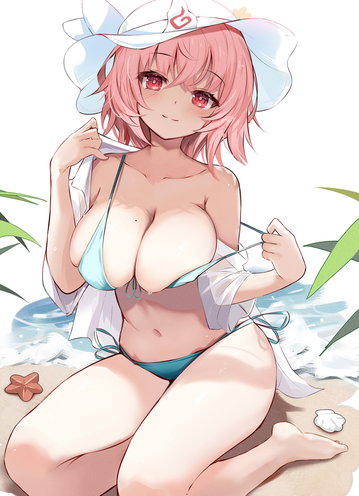 Saigyouji Yuyuko - NSFW, Anime, Anime art, Art, Saigyouji Yuyuko, Efe, Boobs, Erotic, Hand-drawn erotica