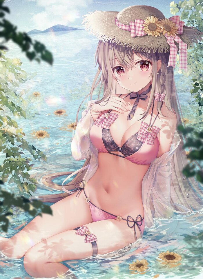 Shiori Maeda - NSFW, Erotic, Boobs, Anime art, Girls, Anime, Art, Swimsuit, Twinbox