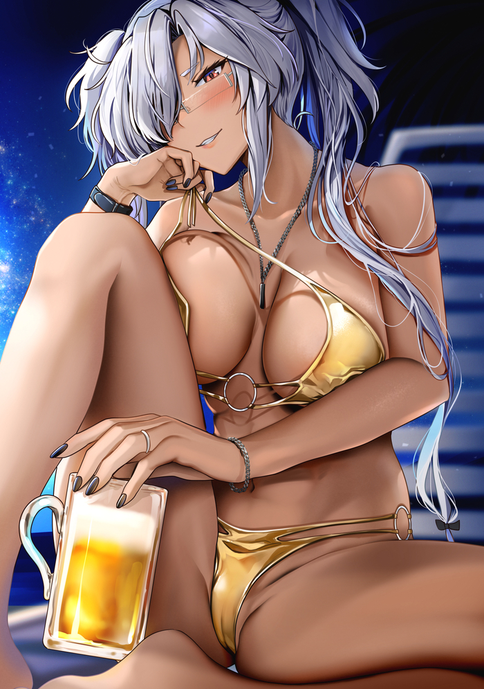 Hot Musashi - NSFW, Anime, Anime art, Art, Kantai collection, Musashi, Swimsuit, Megane, Masturbation, Erotic, Hand-drawn erotica, Longpost, Yunamaro