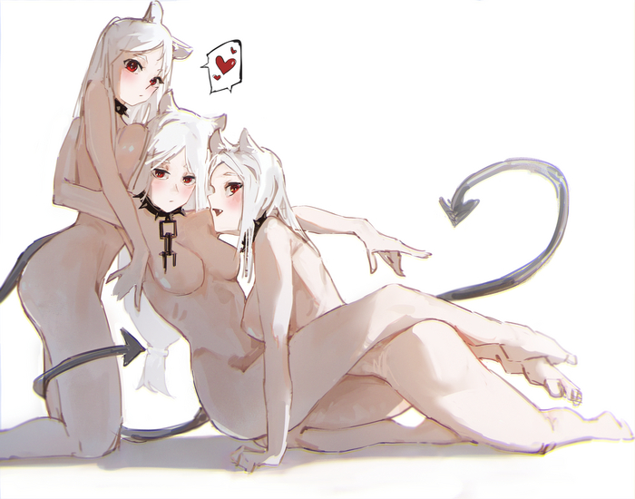 Cerberus - NSFW, Anime art, Anime, Helltaker, Cerberus, Games