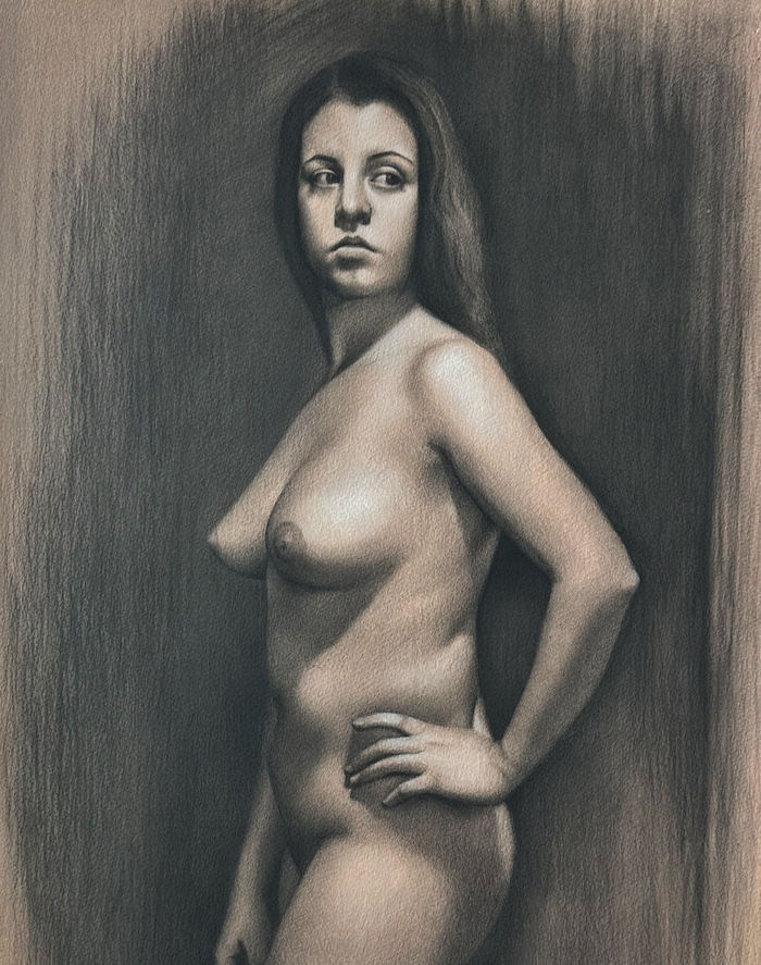 Drawing with carbon pencils on tinted paper. Many hours - NSFW, My, Creation, Artist, Modern Art