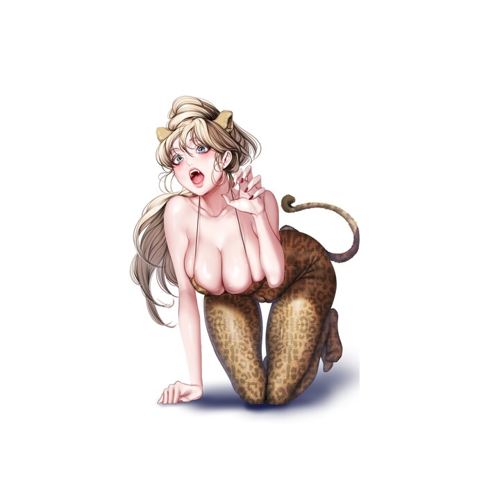 Miu-miu! - NSFW, Anime, Anime art, Original character, Girls, Neckline, Animal ears