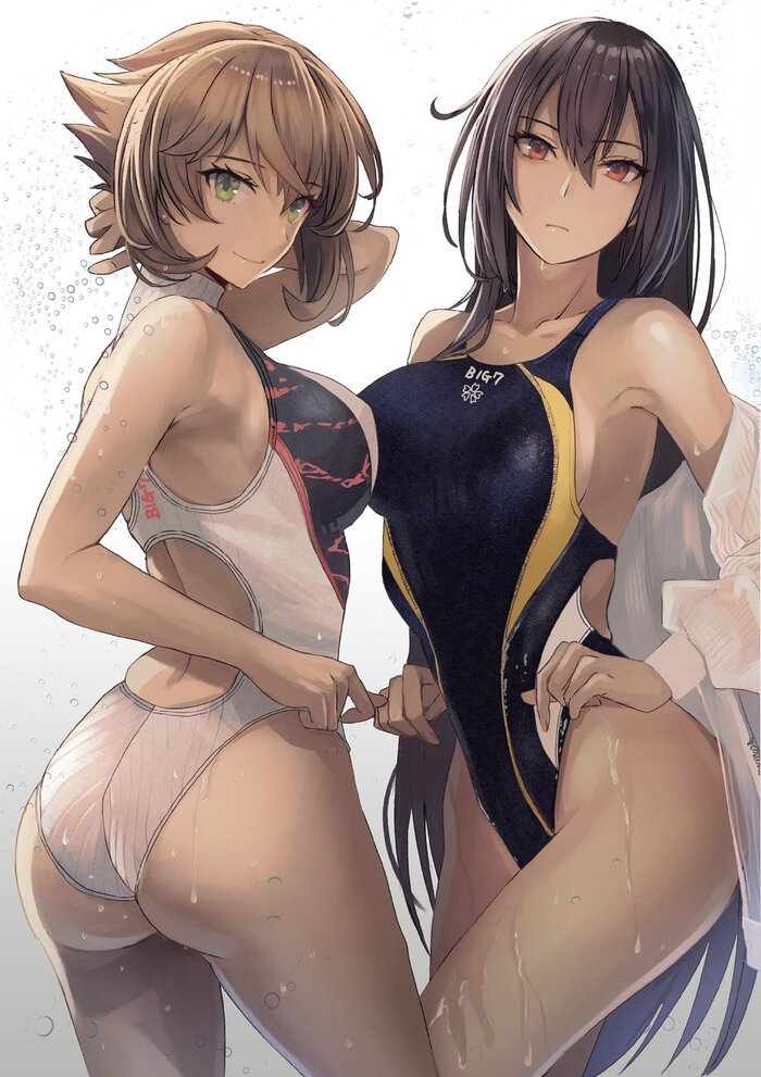 Hot - NSFW, Art, Anime, Anime art, Hand-drawn erotica, Erotic, Nagato, Mutsu, Swimsuit