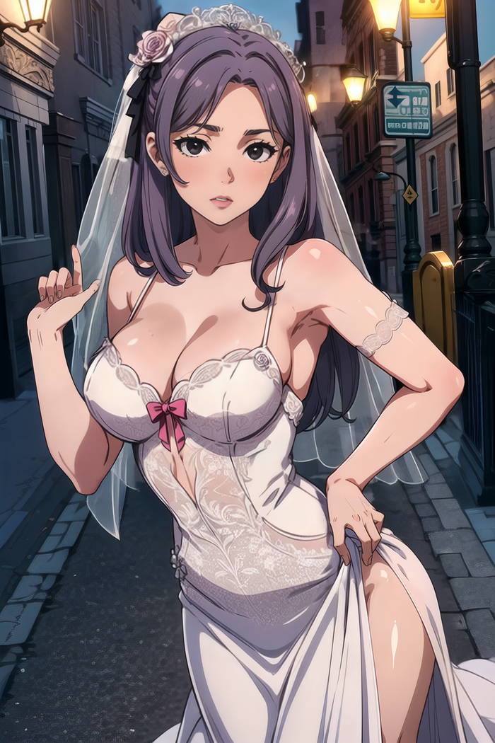 In a wedding dress - NSFW, My, Anime, Neural network art, Original character, Erotic, Art, Wedding Dress