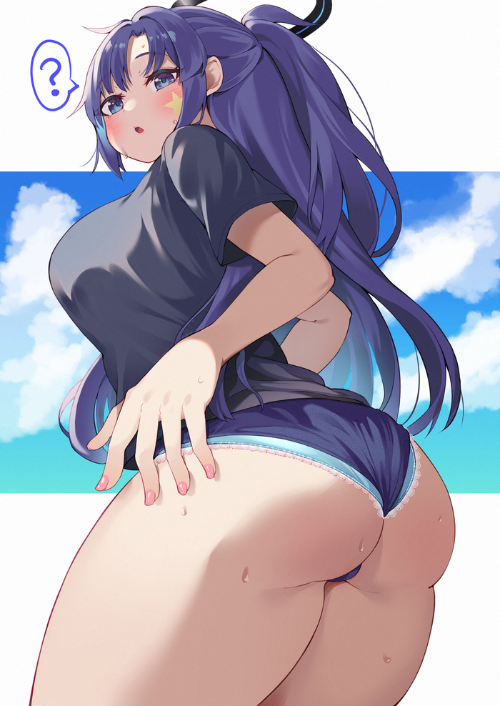 Yuka - NSFW, Erotic, Anime art, Anime, Blue archive, Hayase Yuuka, Longpost, Underwear