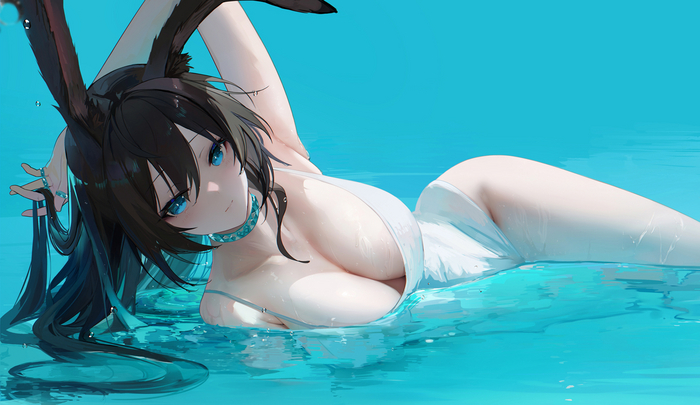 Amiya - NSFW, Anime art, Anime, Arknights, Amiya, Swimsuit, Omone Hokoma Agm