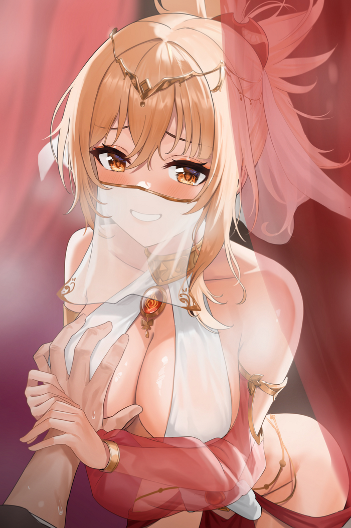 Yoimiya - NSFW, Genshin impact, Yoimiya (Genshin Impact), Art, Games, Anime, Anime art, Hand-drawn erotica, Boobs, Longpost